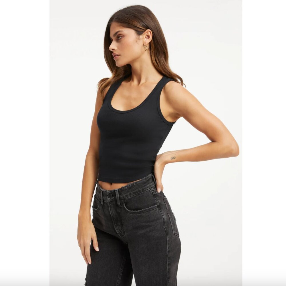 NWT Good American Heritage Ribbed Scoop Tank Top